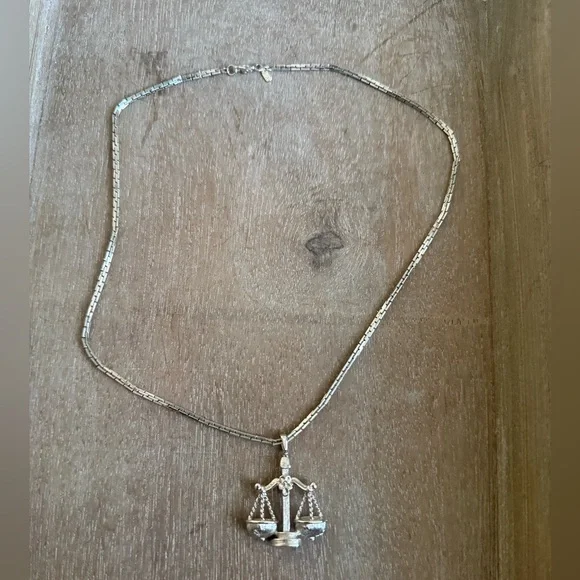 Monet Silver Scales of Justice Necklace - Picture 7 of 8